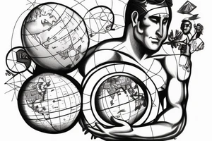 atlas holding the world on his shoulder with the world is yours around the globe. For right calf tattoo idea