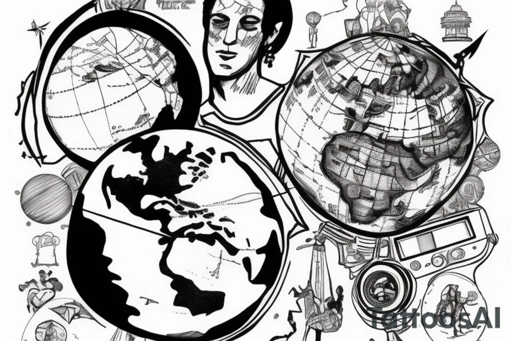 atlas holding the world on his shoulder with the world is yours around the globe. For right calf tattoo idea