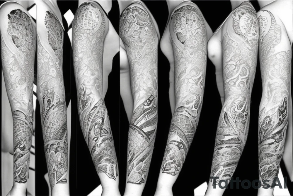 Left arm upper half sleeve, feminine tattoo idea