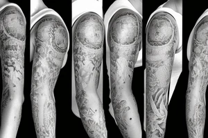 Left arm upper half sleeve, feminine tattoo idea