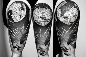 atlas holding the world on his shoulder with the world is yours around the globe. For right calf tattoo idea