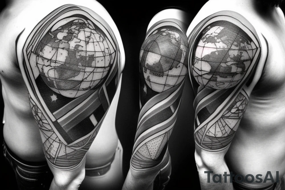 atlas holding the world on his shoulder with the world is yours around the globe. For right calf tattoo idea
