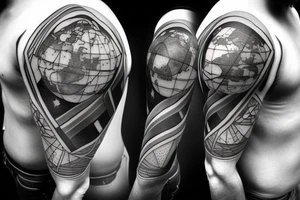 atlas holding the world on his shoulder with the world is yours around the globe. For right calf tattoo idea