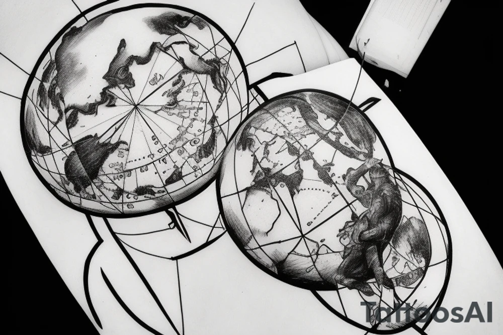 greek god atlas holding the world on his shoulder with the words the world is yours around the globe tattoo idea