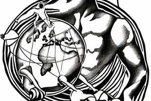 greek god atlas holding the world on his shoulder with the words the world is yours around the globe tattoo idea