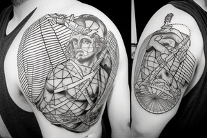 greek god atlas holding the world on his shoulder with the words the world is yours around the globe tattoo idea