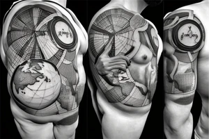 greek god atlas holding the world on his shoulder with the words the world is yours around the globe tattoo idea