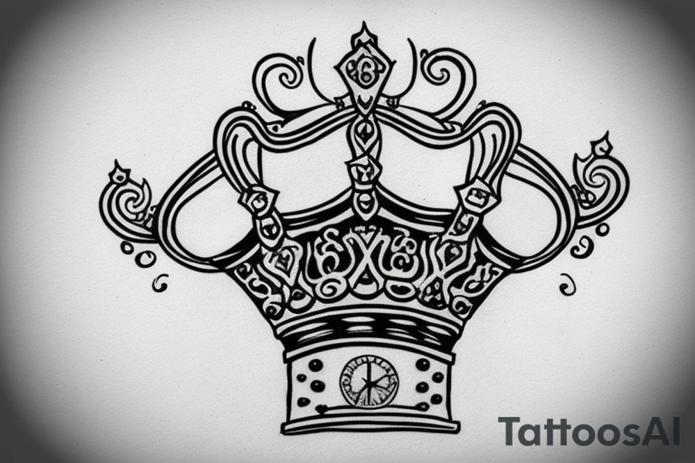 crown on top of a clock tattoo idea