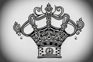 crown on top of a clock tattoo idea