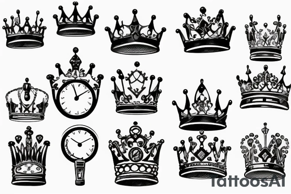 crown on top of a clock tattoo idea