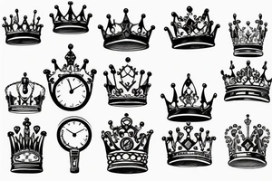 crown on top of a clock tattoo idea