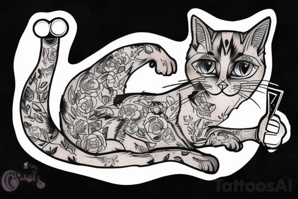 Cat reading a book, and another cat with a video game controller tattoo idea Cat reading a book, and another cat with a video game controller tattoo idea