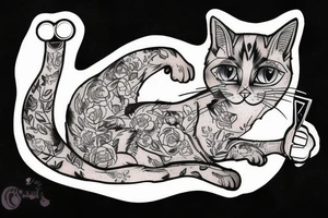 Cat reading a book, and another cat with a video game controller tattoo idea