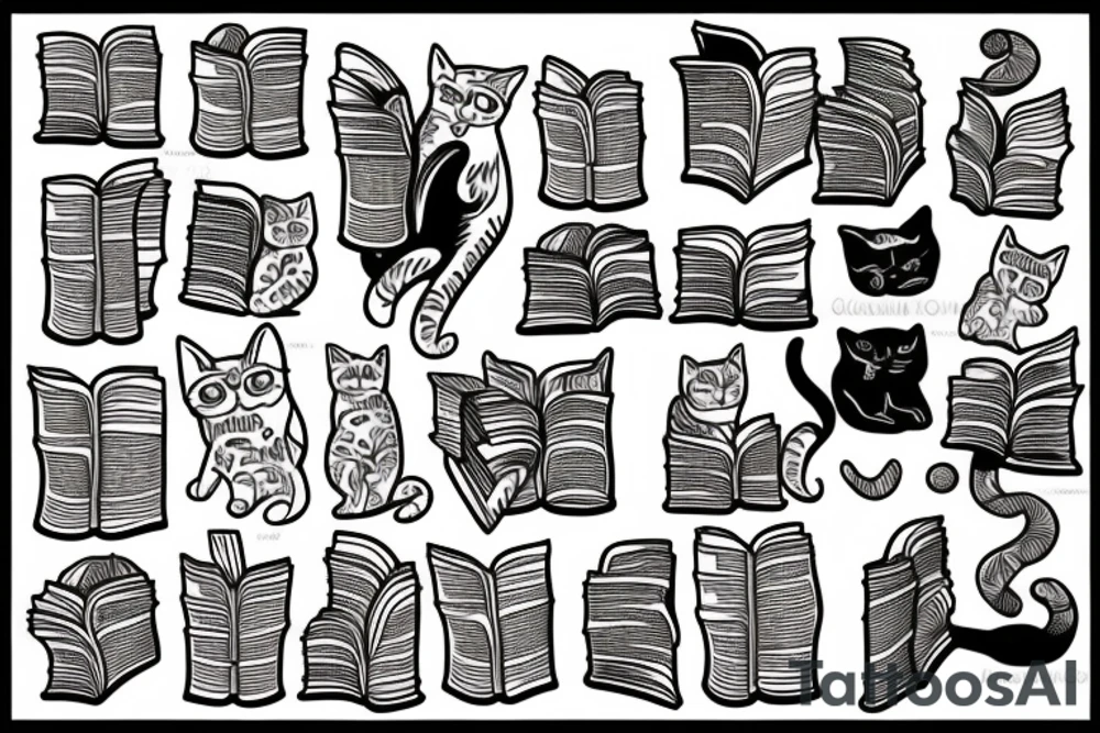 Cat reading a book tattoo idea