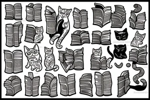 Cat reading a book tattoo idea