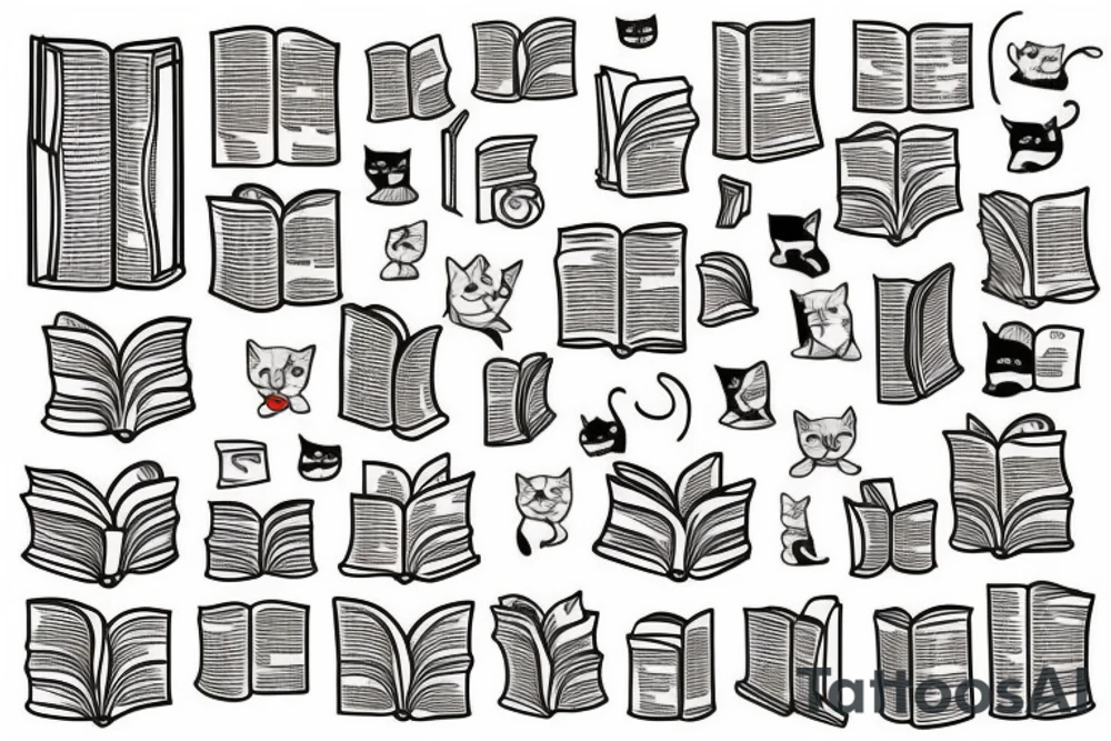 Cat reading a book tattoo idea