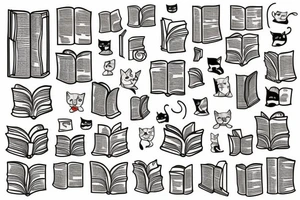 Cat reading a book tattoo idea