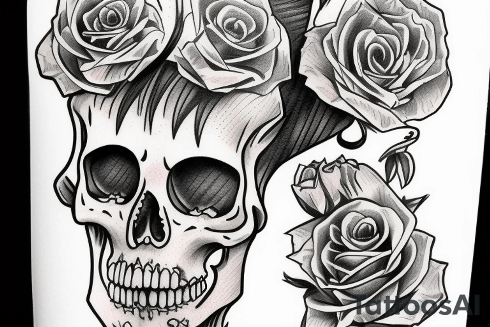 skeleton pinup with a book tattoo idea