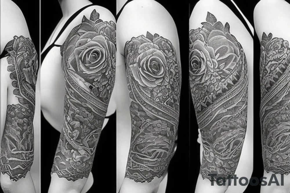 Feminine half sleeve tattoo idea