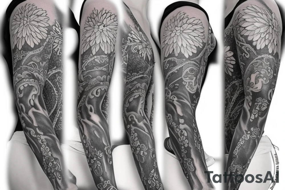 Feminine half sleeve tattoo idea