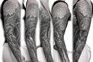 Feminine half sleeve tattoo idea