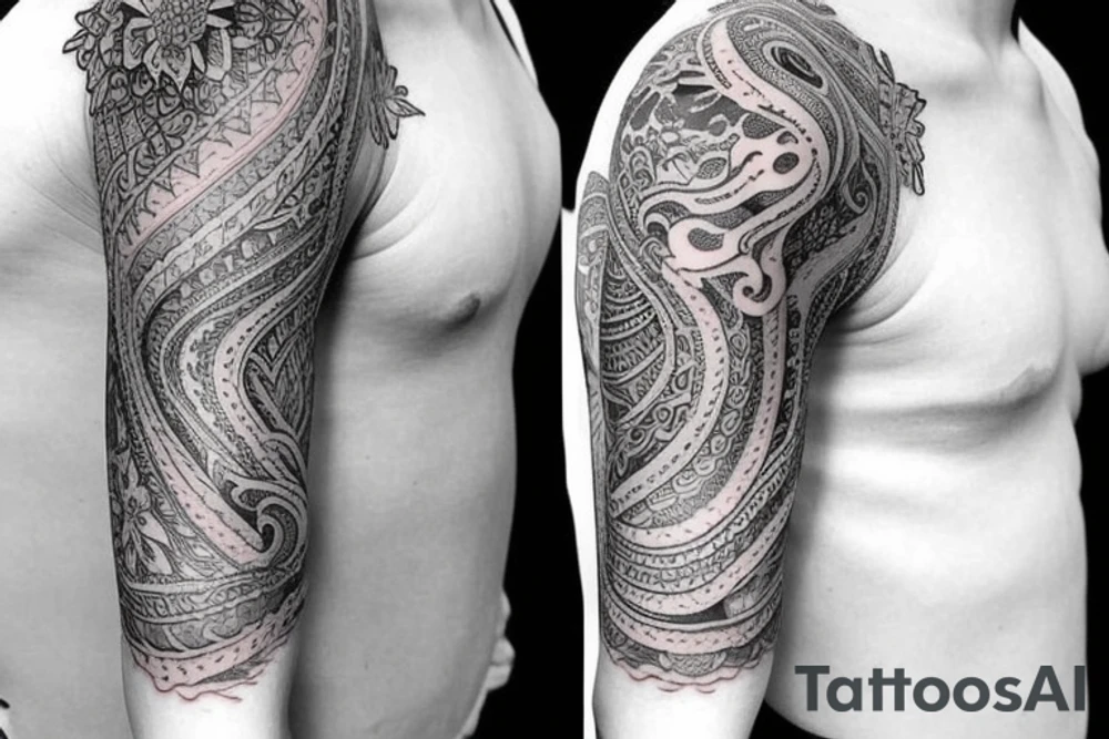 Feminine half sleeve tattoo idea
