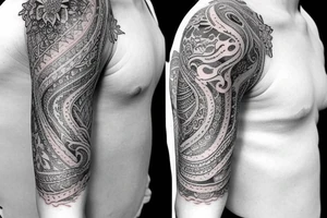 Feminine half sleeve tattoo idea