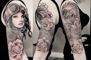 Feminine half sleeve tattoo idea