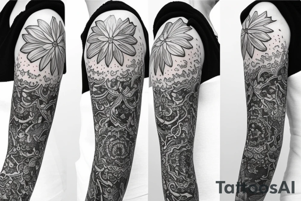 Feminine half sleeve in Laineybee style tattoo idea