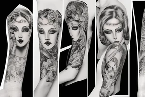 Feminine half sleeve in artists from Seven Tattoo studio in Las Vegas style tattoo idea