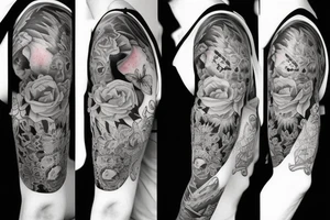 Feminine half sleeve in artists from Seven Tattoo studio in Las Vegas style tattoo idea