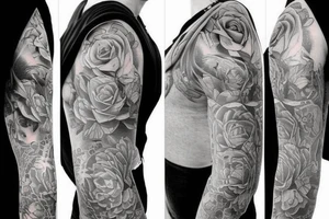 Feminine half sleeve in artists from Seven Tattoo studio in Las Vegas style tattoo idea