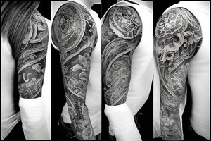Feminine half sleeve in artists from Seven Tattoo studio in Las Vegas style tattoo idea