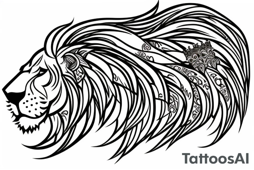 lion with crown on top tattoo idea