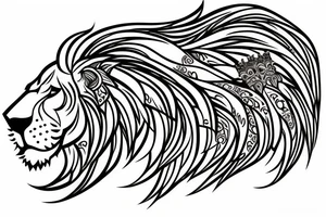 lion with crown on top tattoo idea