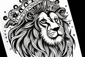 lion with crown on top tattoo idea