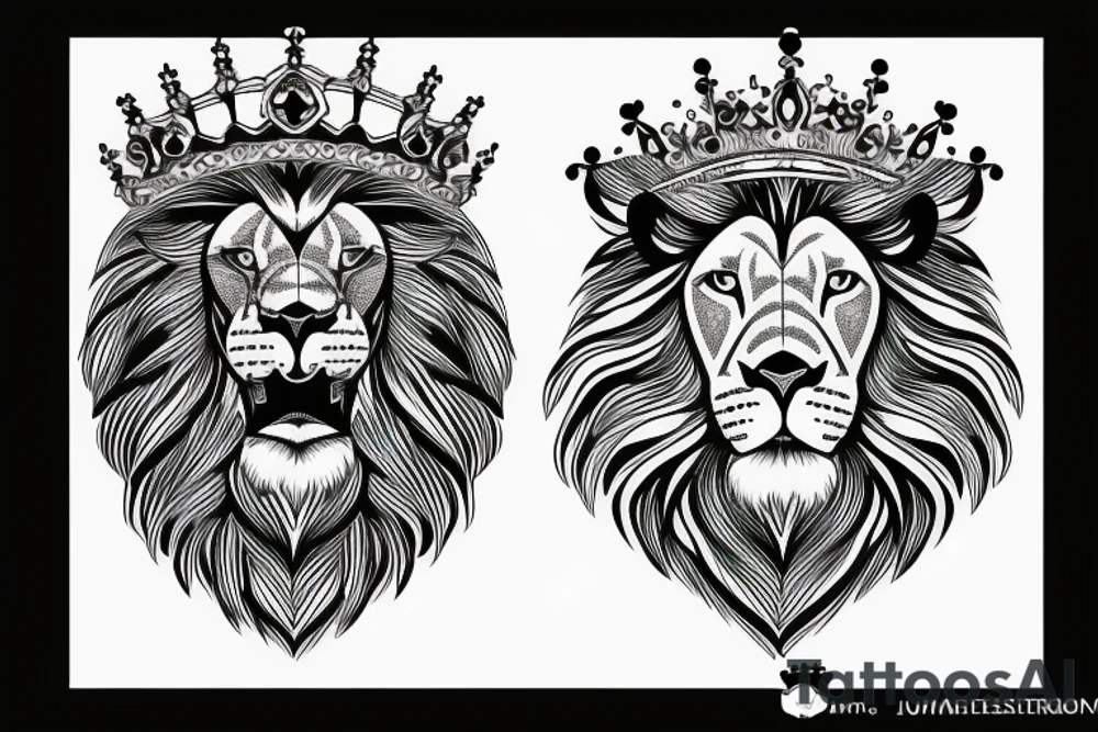 lion with crown on top tattoo idea