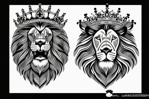 lion with crown on top tattoo idea