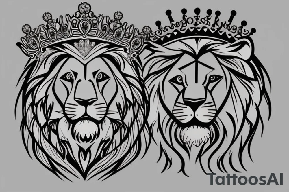 lion with crown on top tattoo idea