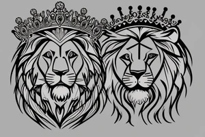 lion with crown on top tattoo idea