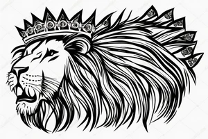 lion with crown on top tattoo idea