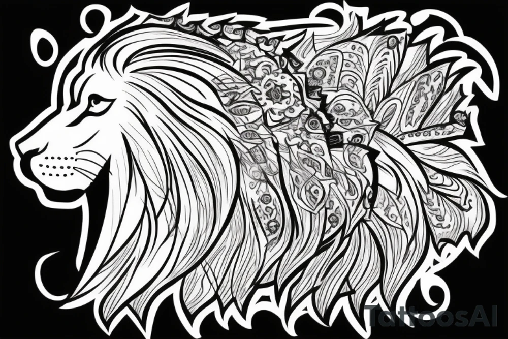 lion with crown on top tattoo idea