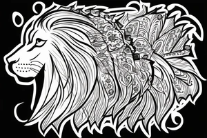 lion with crown on top tattoo idea