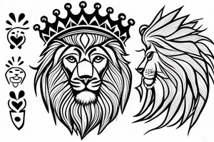lion with crown on top tattoo idea