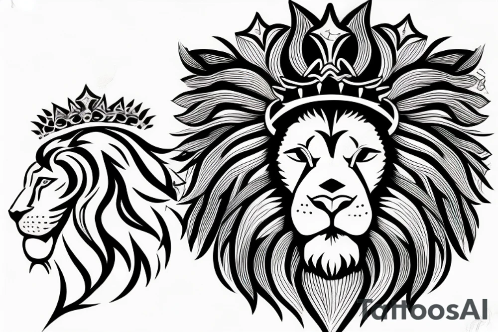 lion with crown on top tattoo idea