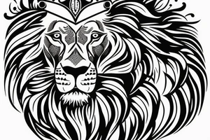 lion with crown on top tattoo idea