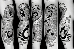 ying yang kio fish for around knee cap tattoo idea