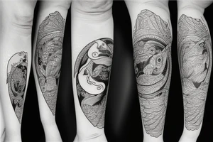 ying yang kio fish for around knee cap tattoo idea