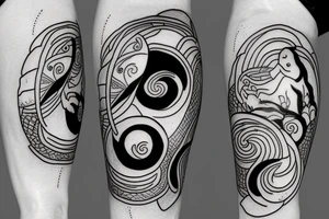 ying yang kio fish for around knee cap tattoo idea