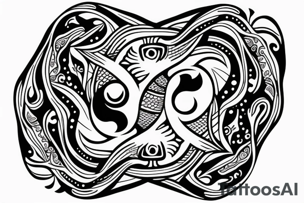 ying yang kio fish for around knee cap tattoo idea